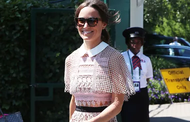Newlywed Pippa Middleton Wears Pink, Lace Dress To Wimbledon