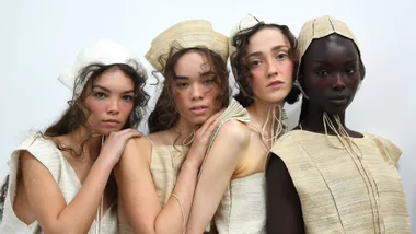 Models pose backstage ahead of the Next Gen presented by DHL show during Australian Fashion Week Presented By Pandora 2024 at Carriageworks on May 13, 2024 in Sydney, Australia.