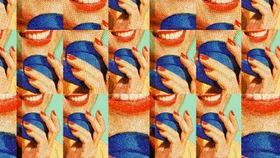 An illustrated collage of women's mouths