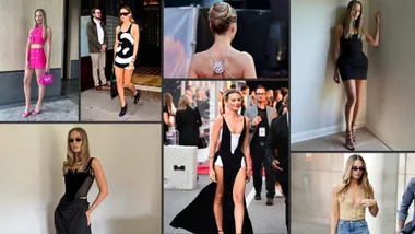 Margot Robbie red carpet looks via Getty Images.